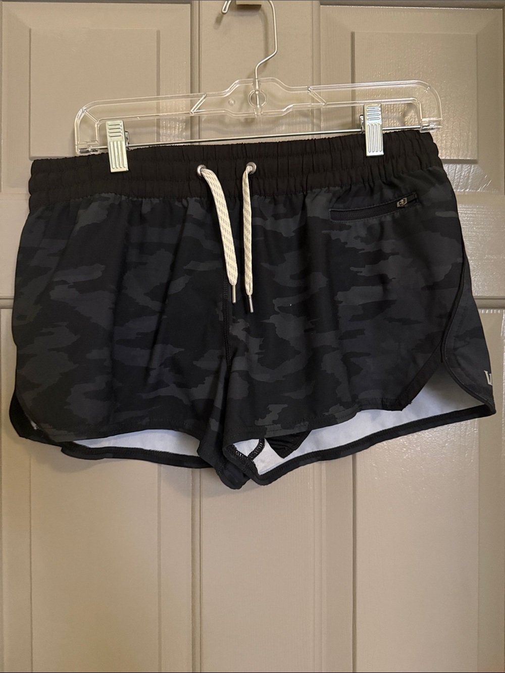 Vuori Black Camo Athletic Shorts with Drawstring